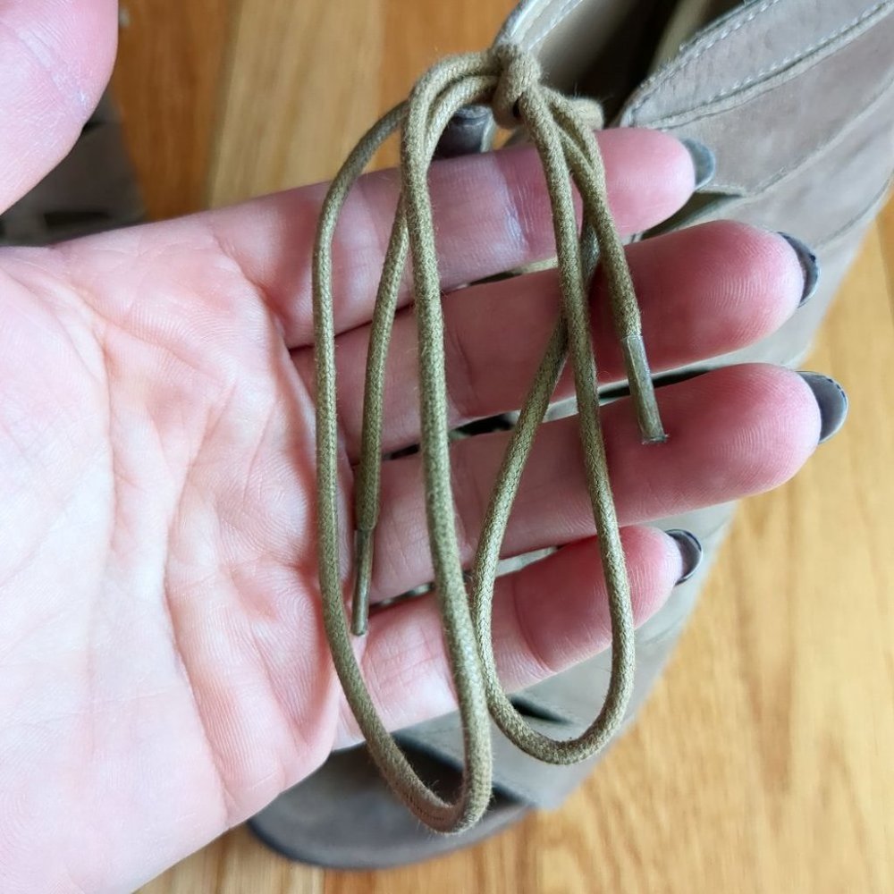 [SOLD] Stuart Weitzman Nubuck Gladiator Caged Suede Stiletto Bootie Sandals Tan - Picture 14 of 15